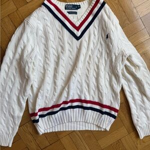 Polo by Ralph Lauren Men's White Cable Knit Sweater